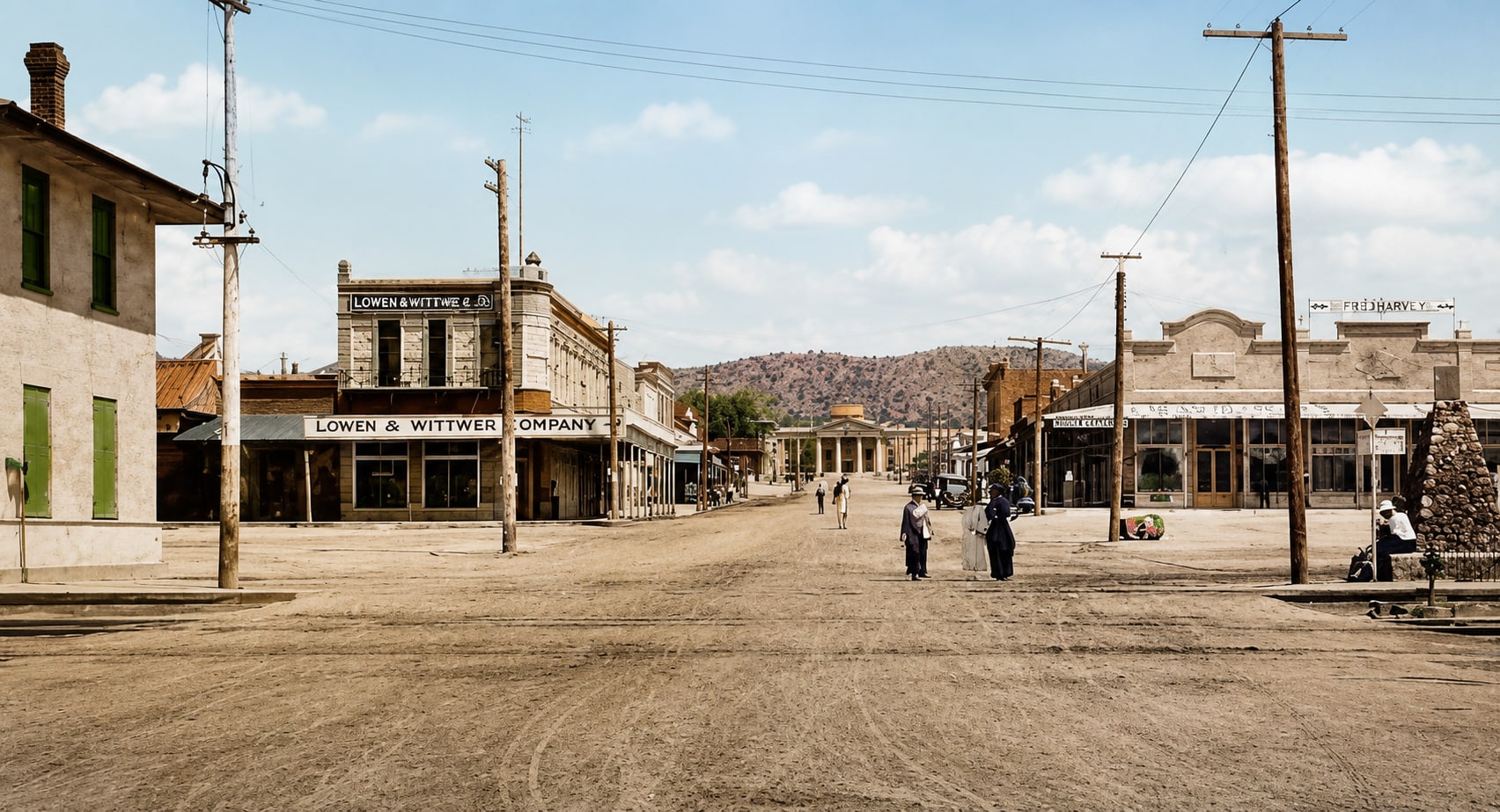 Historic downtown Kingman street scene in the early 1900s
